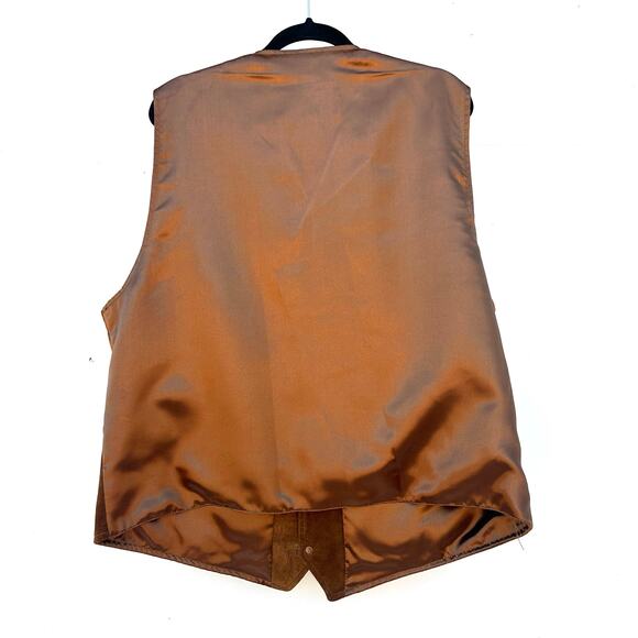 Vintage Leather Suede Vest Big & Tall Tan 2XL XXL Western Cowboy Camel - Picture 3 of 8